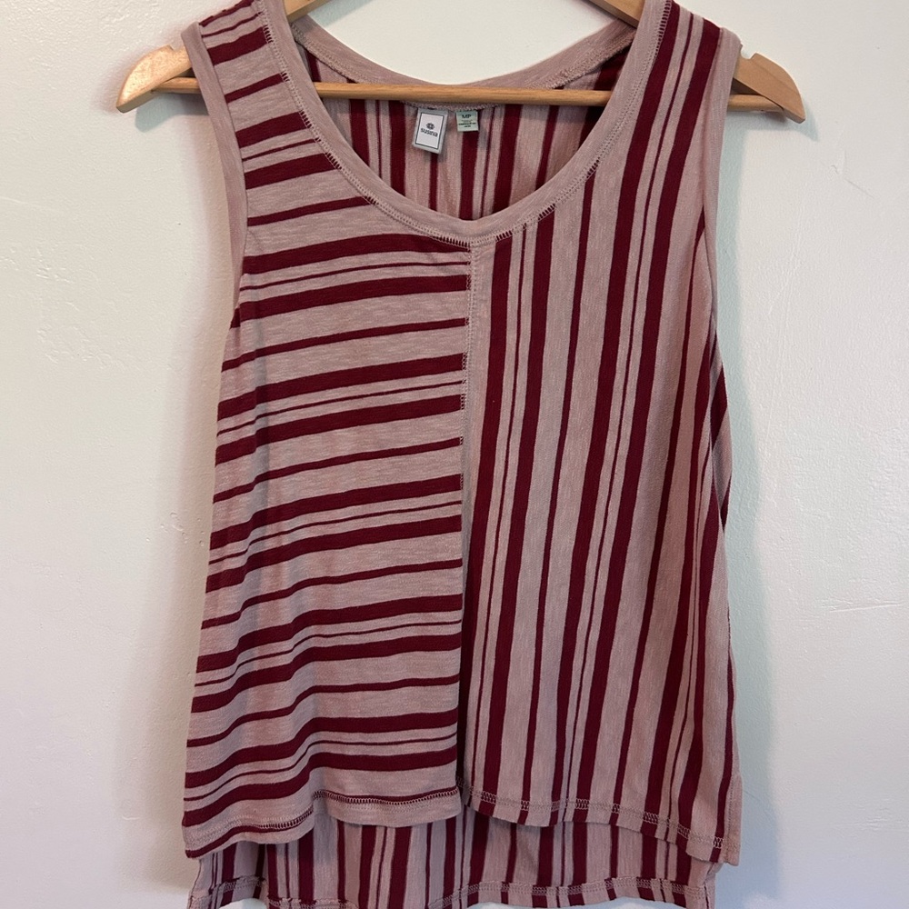 Susina Women's Contrast Stripe Tank Top - Red and Cream